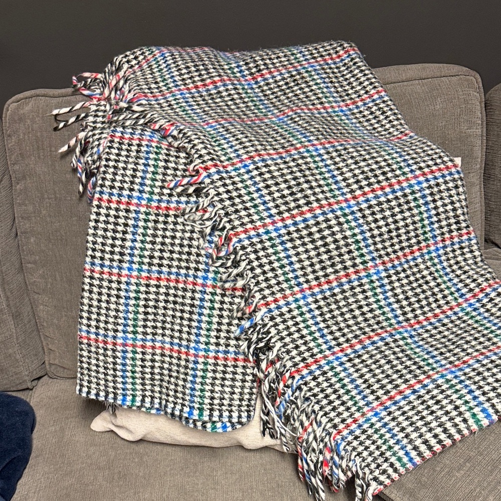 Plaid Houndstooth Throw Blanket